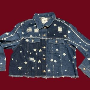 Size XL‎ White Birch Jacket Denim Jean Stars